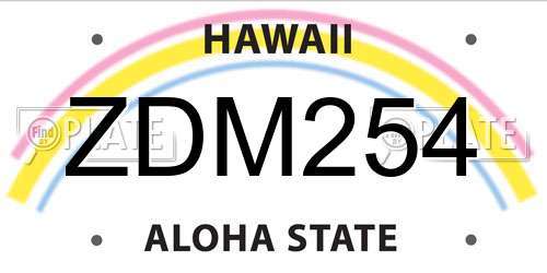 ZDM254 Hawaii License Plate