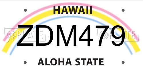 ZDM479 Hawaii License Plate