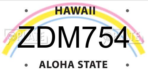 ZDM754 Hawaii License Plate
