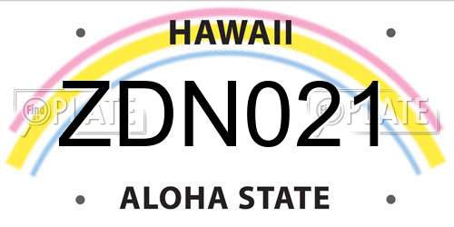 ZDN021 Hawaii License Plate