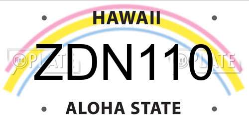 ZDN110 Hawaii License Plate