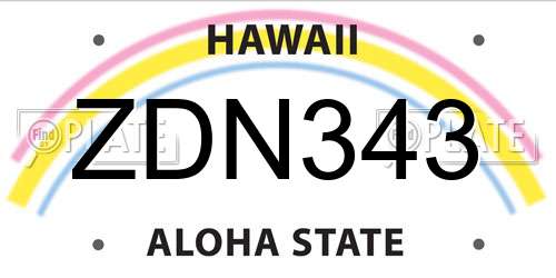 ZDN343 Hawaii License Plate