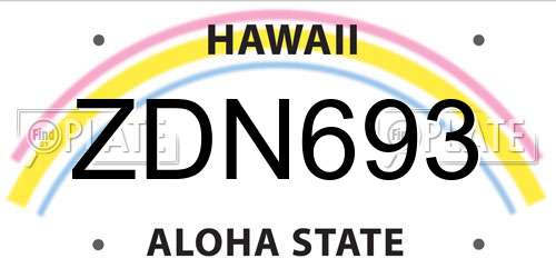 ZDN693 Hawaii License Plate