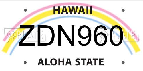 ZDN960 Hawaii License Plate