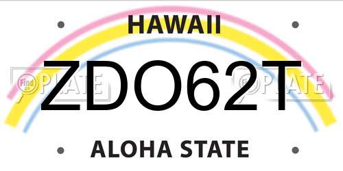 ZDO62T Hawaii License Plate
