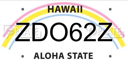 ZDO62Z Hawaii License Plate