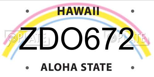 ZDO672 Hawaii License Plate
