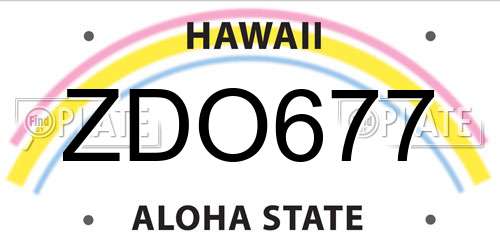 ZDO677 Hawaii License Plate
