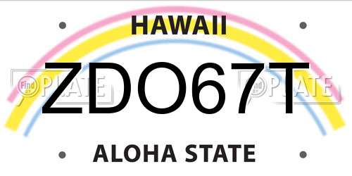 ZDO67T Hawaii License Plate