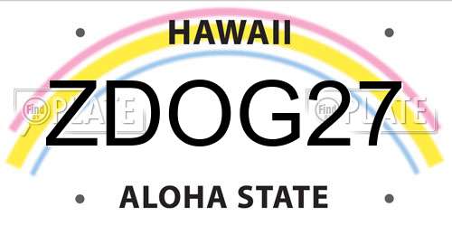 ZDOG27 Hawaii License Plate