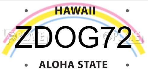 ZDOG72 Hawaii License Plate