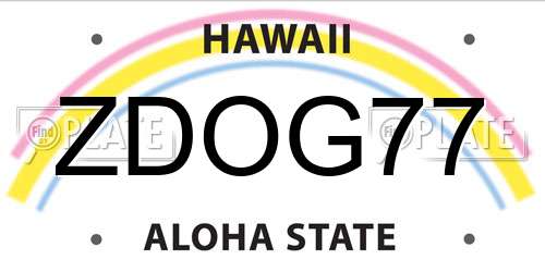 ZDOG77 Hawaii License Plate