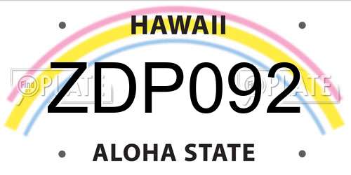 ZDP092 Hawaii License Plate