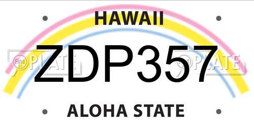 ZDP357 Hawaii License Plate