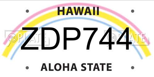 ZDP744 Hawaii License Plate