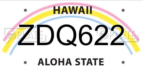 ZDQ622 Hawaii License Plate