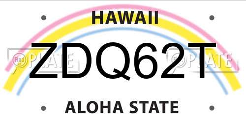 ZDQ62T Hawaii License Plate