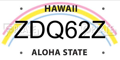 ZDQ62Z Hawaii License Plate