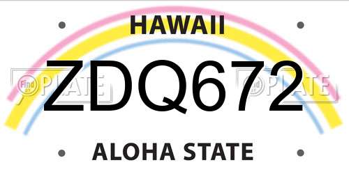 ZDQ672 Hawaii License Plate