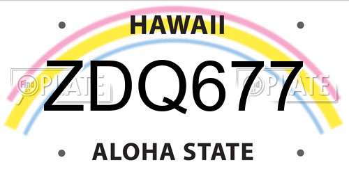 ZDQ677 Hawaii License Plate