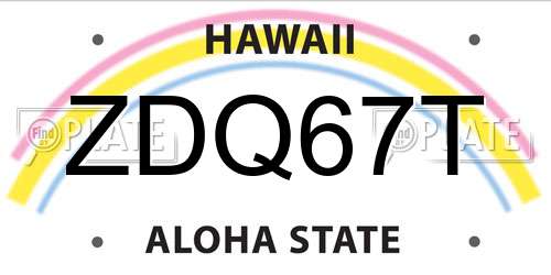 ZDQ67T Hawaii License Plate