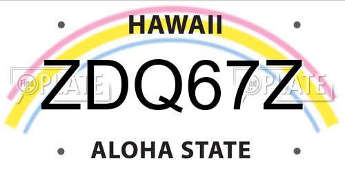 ZDQ67Z Hawaii License Plate