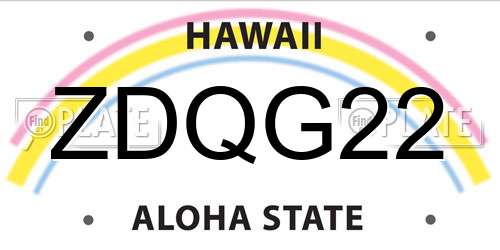 ZDQG22 Hawaii License Plate