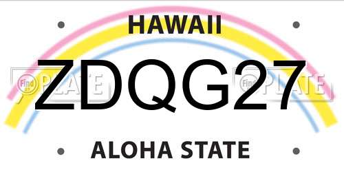 ZDQG27 Hawaii License Plate