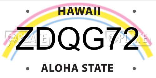 ZDQG72 Hawaii License Plate