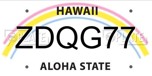 ZDQG77 Hawaii License Plate