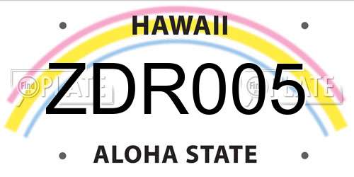 ZDR005 Hawaii License Plate