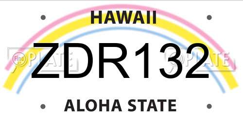 ZDR132 Hawaii License Plate