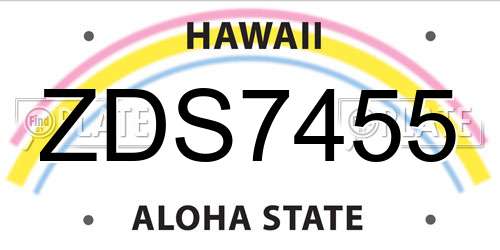 ZDS7455 Hawaii License Plate