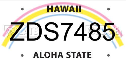 ZDS7485 Hawaii License Plate