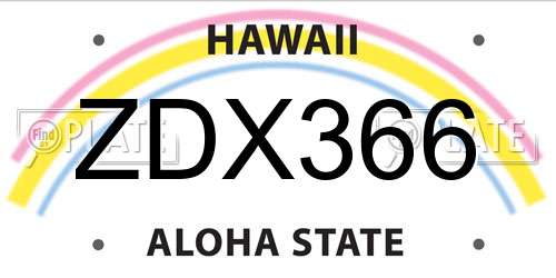 ZDX366 Hawaii License Plate