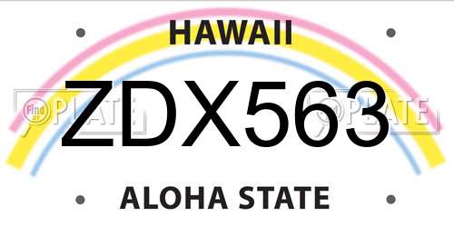ZDX563 Hawaii License Plate