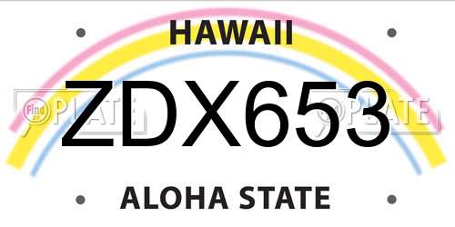 ZDX653 Hawaii License Plate