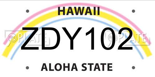 ZDY102 Hawaii License Plate