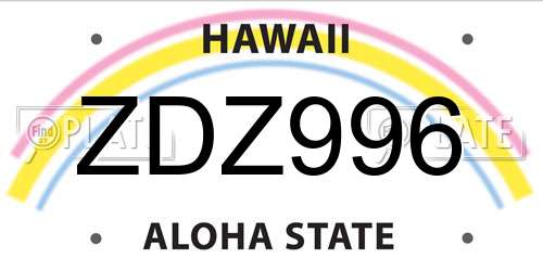 ZDZ996 Hawaii License Plate