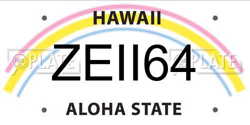 ZEII64 Hawaii License Plate