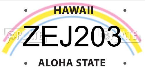 ZEJ203 Hawaii License Plate