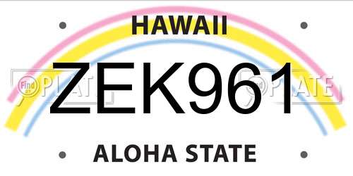 ZEK961 Hawaii License Plate