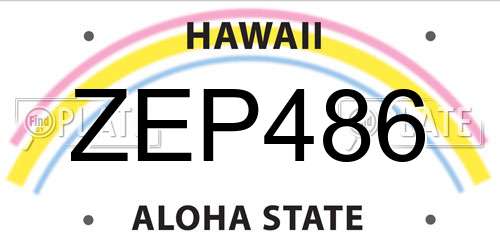 ZEP486 Hawaii License Plate
