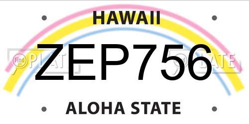 ZEP756 Hawaii License Plate