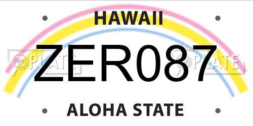 ZER087 Hawaii License Plate