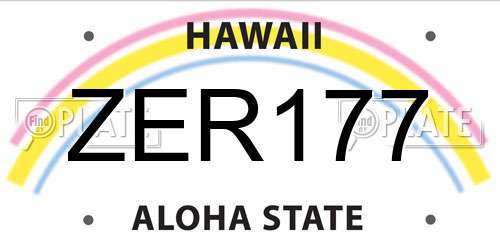 ZER177 Hawaii License Plate