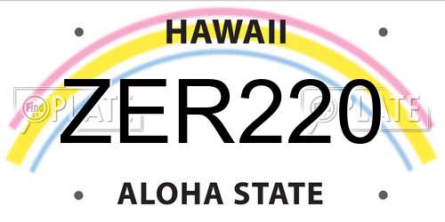 ZER220 Hawaii License Plate