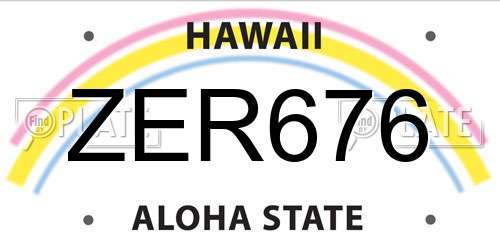 ZER676 Hawaii License Plate