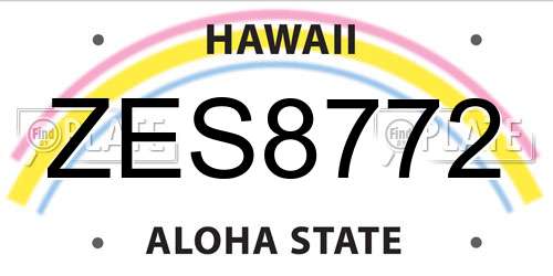 ZES8772 Hawaii License Plate