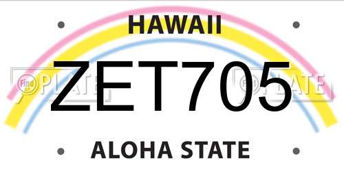 ZET705 Hawaii License Plate